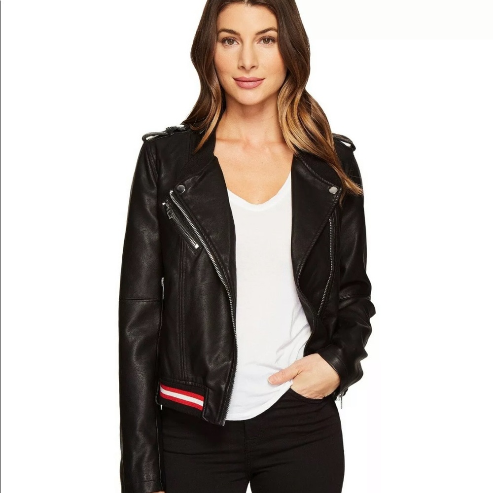 BlankNYC Vegan Leather Moto Bomber Jacket Sport XS